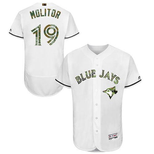 Blue Jays #19 Paul Molitor White Flexbase Authentic Collection 2016 Memorial Day Stitched MLB Jersey