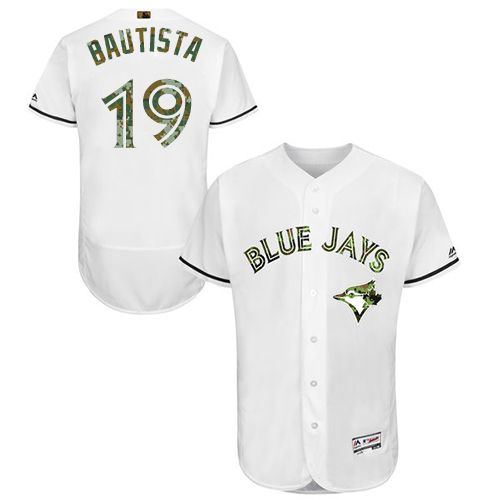 Blue Jays #19 Jose Bautista White Flexbase Authentic Collection 2016 Memorial Day Stitched MLB Jersey