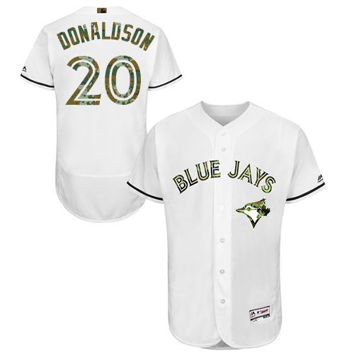 Blue Jays #20 Josh Donaldson White Flexbase Authentic Collection 2016 Memorial Day Stitched MLB Jersey