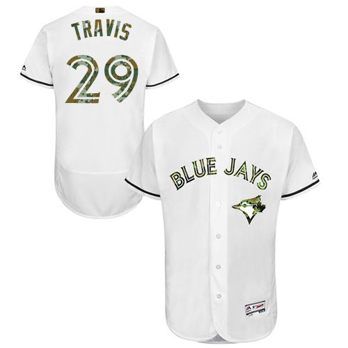 Blue Jays #29 Devon Travis White Flexbase Authentic Collection 2016 Memorial Day Stitched MLB Jersey