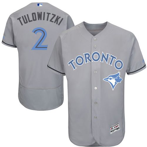 Blue Jays #2 Troy Tulowitzki Grey Flexbase Authentic Collection 2016 Father's Day Stitched MLB Jersey