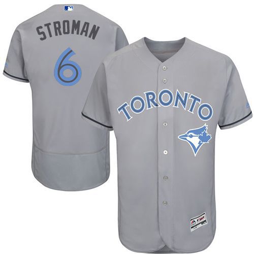 Blue Jays #6 Marcus Stroman Grey Flexbase Authentic Collection 2016 Father's Day Stitched MLB Jersey