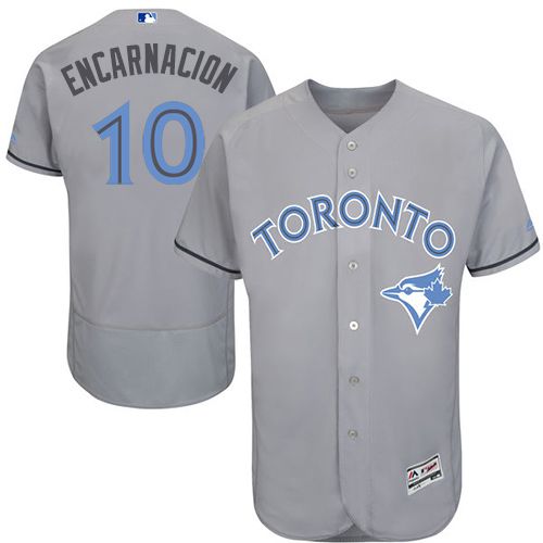 Blue Jays #10 Edwin Encarnacion Grey Flexbase Authentic Collection 2016 Father's Day Stitched MLB Jersey