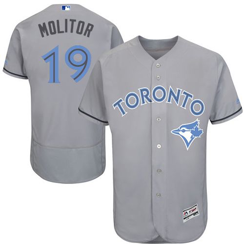 Blue Jays #19 Paul Molitor Grey Flexbase Authentic Collection 2016 Father's Day Stitched MLB Jersey