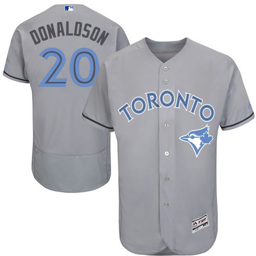 Blue Jays #20 Josh Donaldson Grey Flexbase Authentic Collection 2016 Father's Day Stitched MLB Jersey