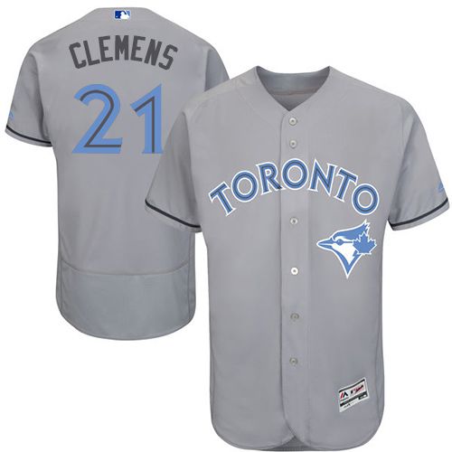 Blue Jays #21 Roger Clemens Grey Flexbase Authentic Collection 2016 Father's Day Stitched MLB Jersey