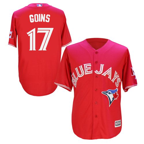 Blue Jays #17 Ryan Goins Red New Cool Base Canada Day Stitched MLB Jersey