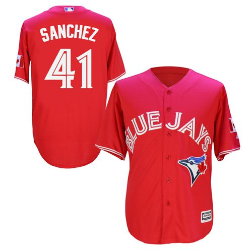 Blue Jays #41 Aaron Sanchez Red New Cool Base Canada Day Stitched MLB Jersey