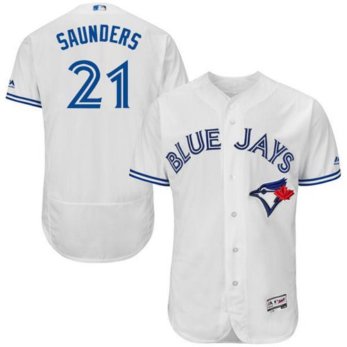 Blue Jays #21 Michael Saunders White Flexbase Authentic Collection Stitched MLB Jersey