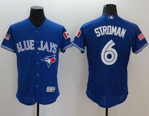 Blue Jays #6 Marcus Stroman Blue Fashion Stars & Stripes Flexbase Authentic Stitched MLB Jersey