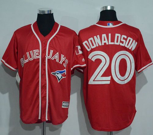 Blue Jays #20 Josh Donaldson Red New Cool Base Canada Day Stitched MLB Jersey
