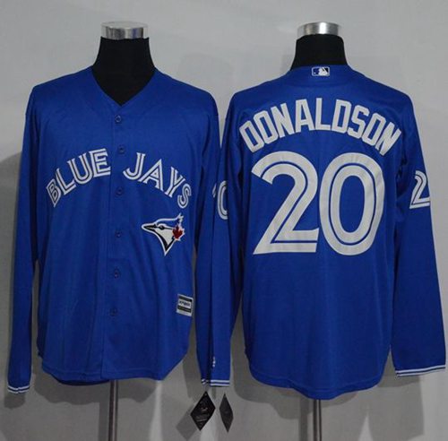 Blue Jays #20 Josh Donaldson Blue New Cool Base Long Sleeve Stitched MLB Jersey