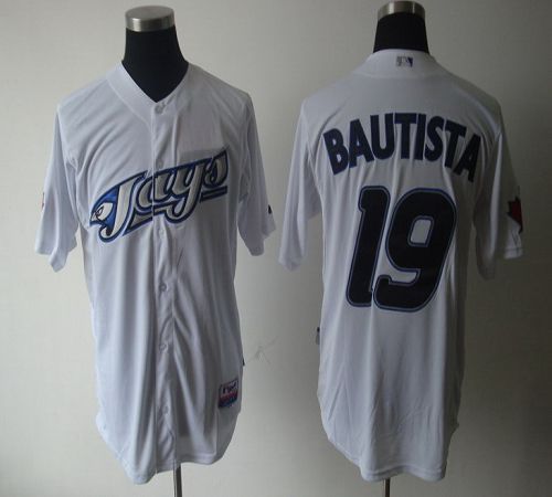 Blue Jays #19 Jose Bautista White Cool Base Stitched MLB Jersey