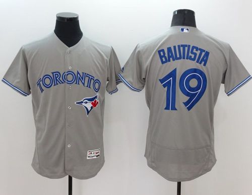 Blue Jays #19 Jose Bautista Grey Flexbase Authentic Collection Stitched MLB Jersey