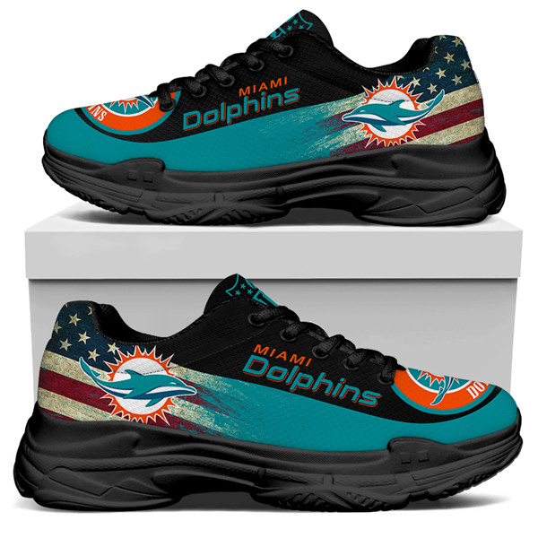 Women's Miami Dolphins Edition Chunky Sneakers With Line 003