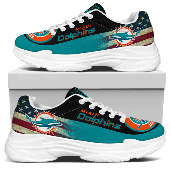 Women's Miami Dolphins Edition Chunky Sneakers With Line 004