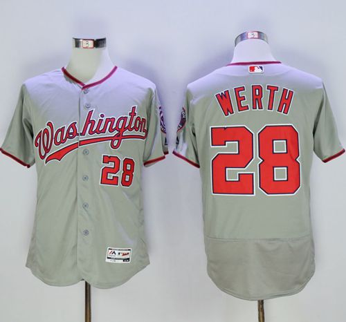 Nationals #28 Jayson Werth Grey Flexbase Authentic Collection Stitched MLB Jersey