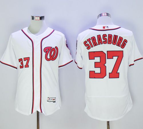 Nationals #37 Stephen Strasburg White Flexbase Authentic Collection Stitched MLB Jersey