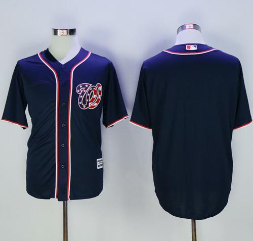 Nationals Blank Navy Blue New Cool Base Stitched MLB Jersey