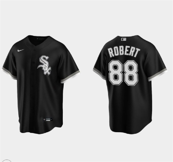 Men's Chicago White Sox #88 Luis Robert Black Cool Base Stitched Jersey