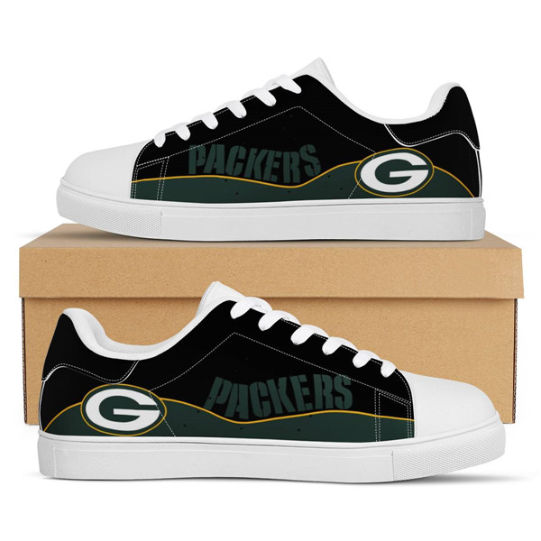 Women's Green Bay Packers Low Top Leather Sneakers 003