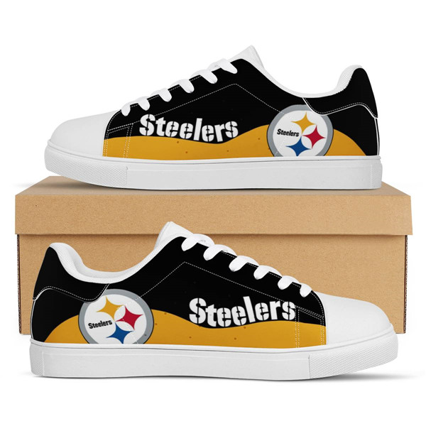 Women's Pittsburgh Steelers Low Top Leather Sneakers 003