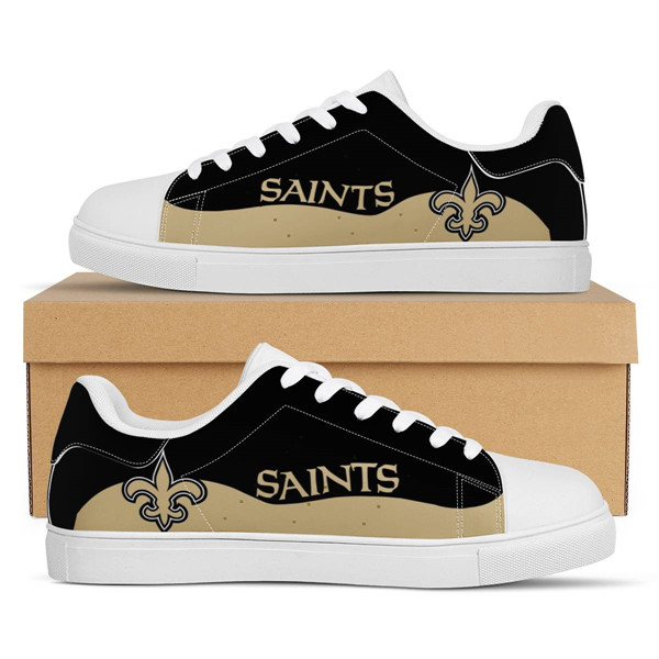 Women's New Orleans Saints Low Top Leather Sneakers 003