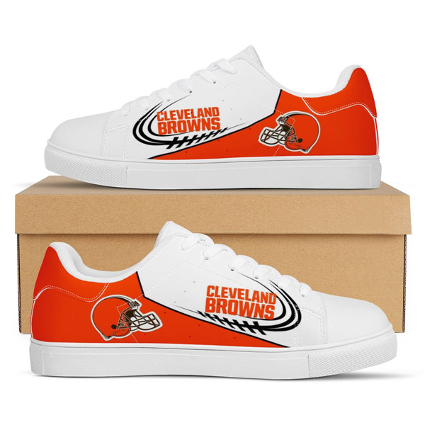 Women's Cleveland Browns Low Top Leather Sneakers 003