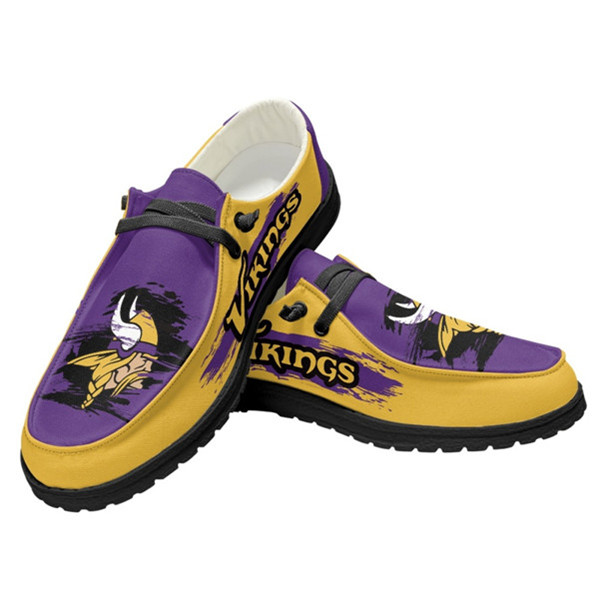 Men's Minnesota Vikings Loafers Lace Up Shoes 001 (Pls check description for details)