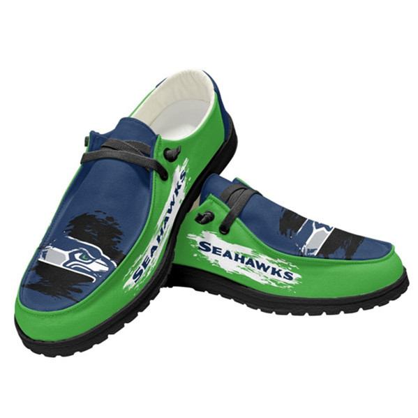 Men's Seattle Seahawks Loafers Lace Up Shoes 002 (Pls check description for details)