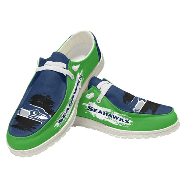 Men's Seattle Seahawks Loafers Lace Up Shoes 001 (Pls check description for details)