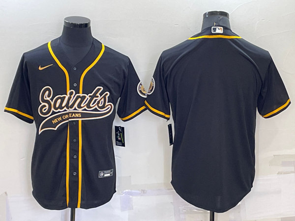 Men's New Orleans Saints Blank Black Cool Base Stitched Baseball Jersey