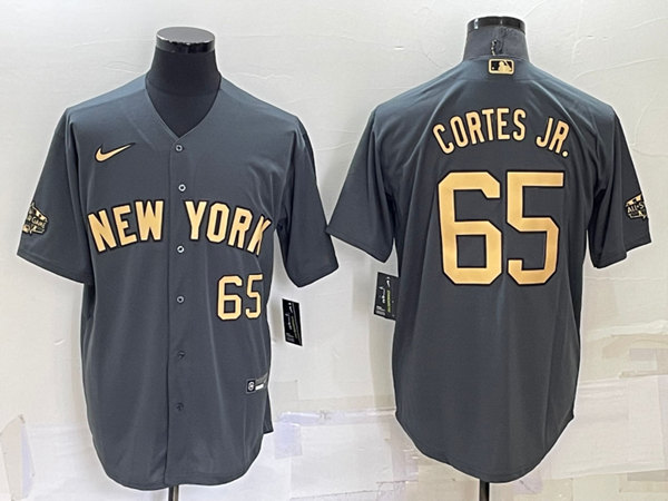 Men's New York Yankees #65 Nestor Cortes Jr. Charcoal 2022 All-Star Cool Base Stitched Jersey