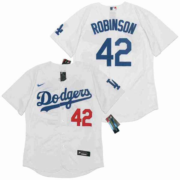 Men's Los Angeles Dodgers #42 Jackie Robinson White Cool Base Stitched MLB Jersey