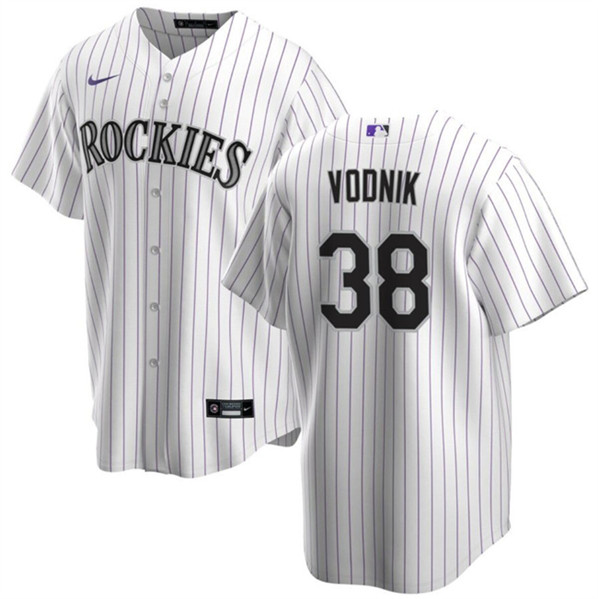 Men's Colorado Rockies #38 Victor Vodnik White Cool Base Stitched Baseball Jersey