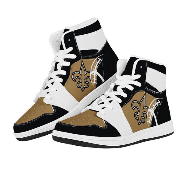 Women's New Orleans Saints AJ High Top Leather Sneakers 002