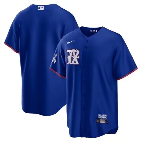 Men's Texas Rangers Blank Royal 2023 City Connect Cool Base Stitched Baseball Jersey