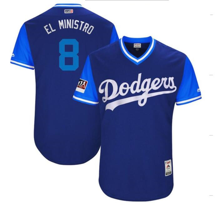 Men's Los Angeles Dodgers #8 Manny Machado "El Ministro" Majestic Royal Players Weekend Authentic Stitched Jersey