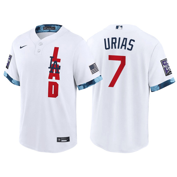 Men's Los Angeles Dodgers #7 Julio Urias 2021 White All-Star Cool Base Stitched MLB Jersey