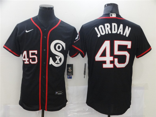 White Sox #45 Michael Jordan Black Flex Base Stitched MLB Jerseys