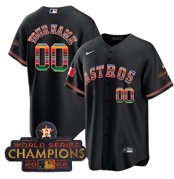 Men's Houston Astros Active Player Custom Black Mexico With World Serise Champions Patch Cool Base Stitched Baseball Jersey