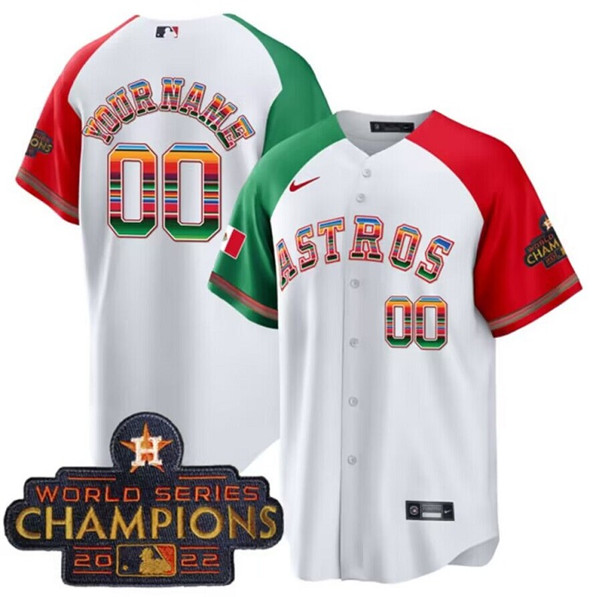 Men's Houston Astros Customized White 2022 Mexico World Series Champions Cool Base Stitched Baseball Jersey