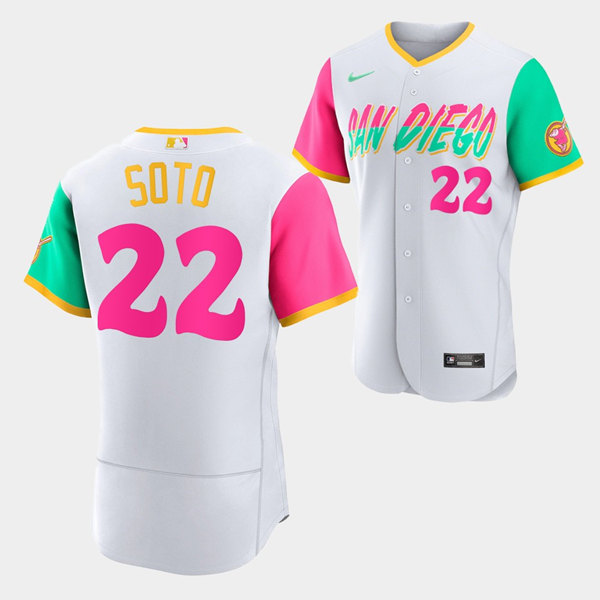 Men's San Diego Padres #22 Juan Soto White 2022 City Connect Flex Base Stitched Baseball Jersey