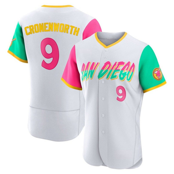 Men's San Diego Padres #9 Jake Cronenworth White 2022 City Connect Flex Base Stitched Baseball Jersey