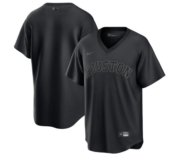 Men's Houston Astros Blank Black Pitch Black Fashion Replica Stitched Jersey