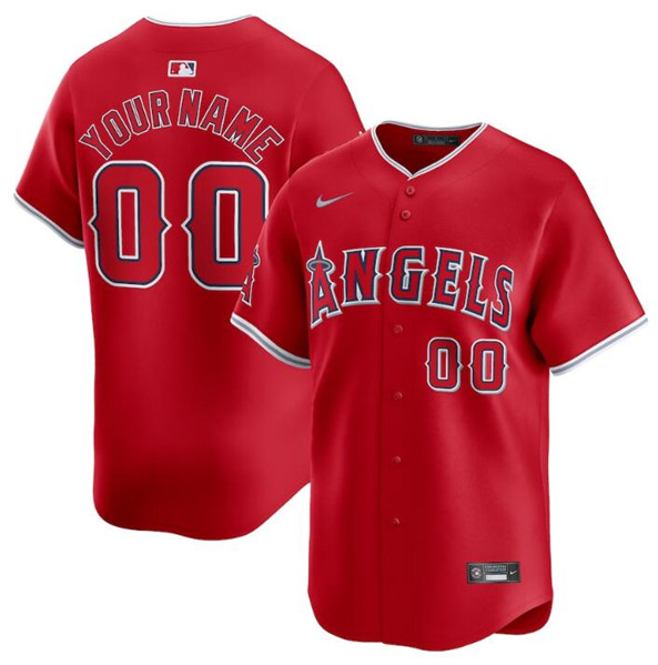 Men's Los Angeles Angels Customized Red Alternate Limited Stitched Baseball Jersey