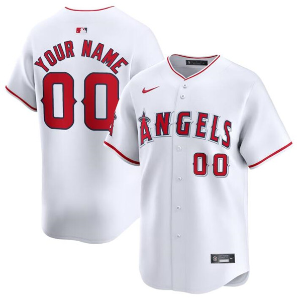 Men's Los Angeles Angels Customized White Home Limited Stitched Baseball Jersey