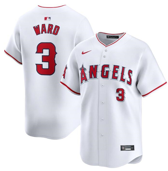 Men's Los Angeles Angels #3 Taylor Ward White Home Limited Baseball Stitched Jersey