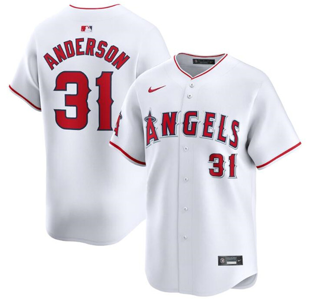 Men's Los Angeles Angels #31 Tyler Anderson White Home Limited Baseball Stitched Jersey