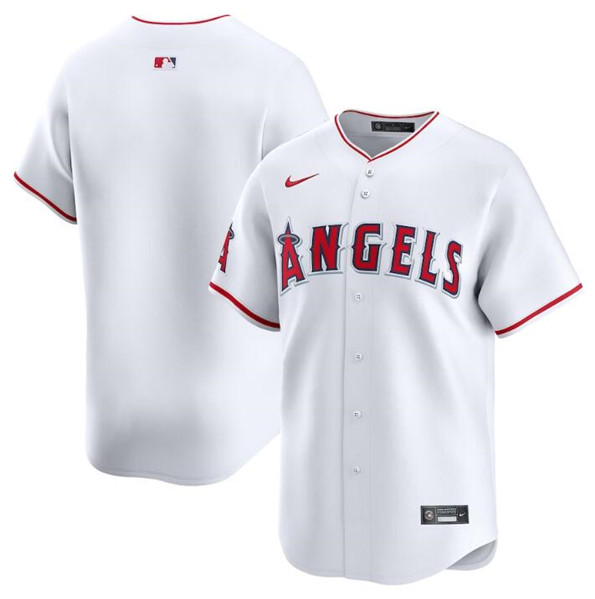 Men's Los Angeles Angels Blank White Home Limited Baseball Stitched Jersey